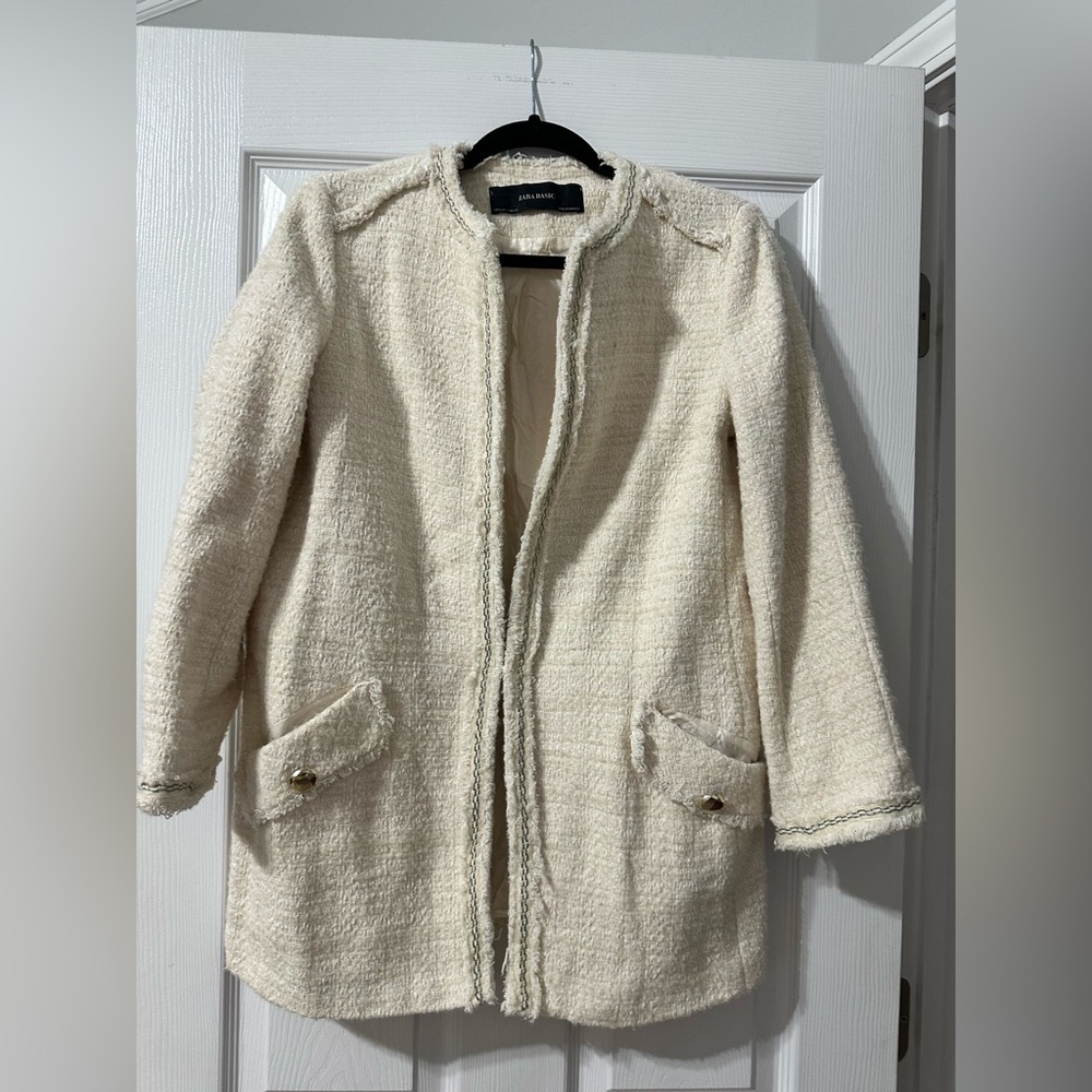 Zara White tweed blazer